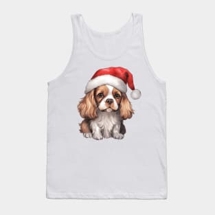 Cavalier King Charles Spaniel Dog in Santa Hat Tank Top